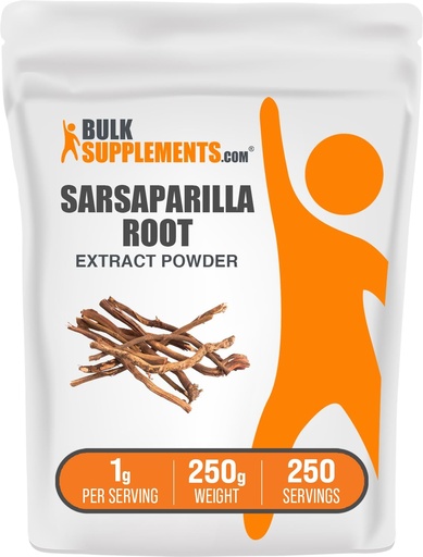 [BRSWKHYYOEFGCEQ5] BulkSupplements.com Sarsaparilla Root Extract Powder - Sarsaparilla Supplement, Smilax Sarsaparilla Root - Herbal & Gluten Free, 1g per Serving, 250g (8.8 oz) (Pack of 1)
