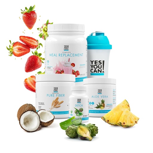 [BRSRMYI2AUORUFYV] Yes You Can! Detox Plus Kit, Daily Cleanse Pure Fiber Meal Replacement, Drink Mix, Shake Booster and Supplement, Body Cleanse Kit for Women, Daily System Cleanse - Strawberry, Aloe Vera Hibiscus