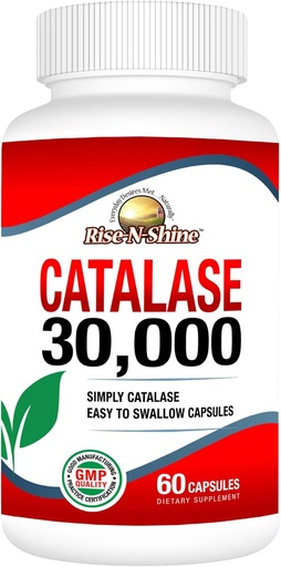 [BRSRO2Q7DIPRYCLA] Rise-N-Shine Catalase Suplemento 30,000 - Potente Antioxidante Enzyme para la salud del cabello Apoyo- Suplementos para el cabello fuerte - 60 cápsulas (30-Day Supply)