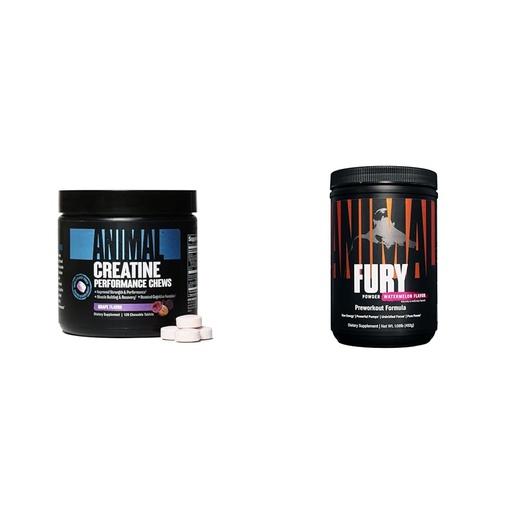 [BRSROAIKCUCWGYAZ] Animal Creatine Chews Tablets - Enhanced Creatine Monohydrate with AstraGin to Improve Absorption & Fury Pre Workout Powder Supplement for Energy and Focus 5g