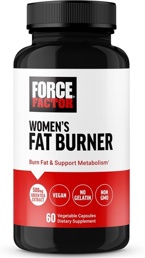 [BRSROFQTARYB4D3F] FORCE FACTOR Women’s Fat Burner, Metabolism Booster, and Weight-Loss Supplement Support, Green Tea Fat Burner Weight-Loss Pills to Help with Energy, Diet, and Exercise, Vegan, Non-GMO, 60 Capsules