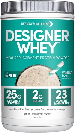 [BRSWKHAIDEGWKEYU] Designer Wellness, Designer Whey Protein Meal Replacement Powder, Organic Superfood Complex Carbs, Witaminy, Minerały, Gluten- Free, Vanilla Bean, 1.72 Funt