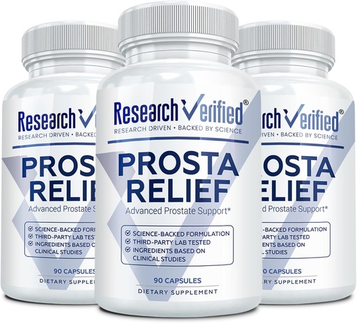 [BRSWKZIEPMBBO3TE] Research Verified Prosta Relief - Saw Palmetto and Bioperine - Prostate Health; Bladder & Urinary Health, Drive and Performance; Pure Natural, 90 Capsules (Pack of 3)