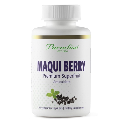 [BRSWIZ34CMDQMAY5] Paradise Herbs, Organic Maqui Berry Extract, 400 mg, Fresh, Freeze-Dried Concentrate for Superior Potency, Non-GMO, Vegan, 60 Capsules