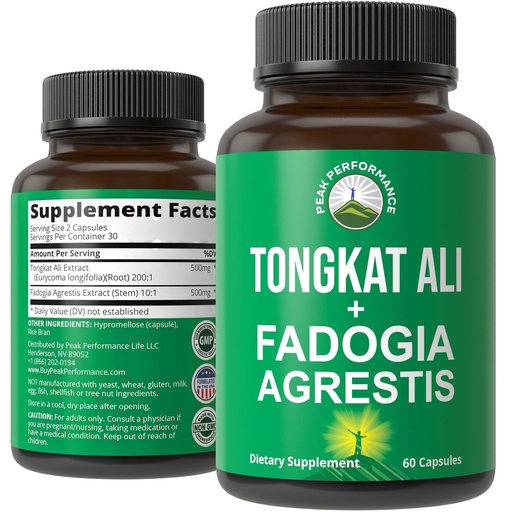 [BRSRMBT2OEBWMH3V] Tongkat Ali + Fadogia Agrestis 2-in-1 T Supplement for Men. Ultra High Strength Tongkat-Ali Longjack Extract + Fadogia Agrestis Extract. Vegan Capsules. Support Natural Energy. USA Tested Pills