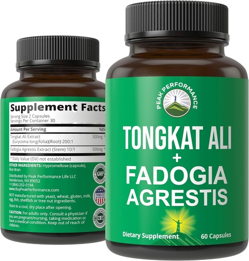 [BRSRMBT2OEBWMH3V] Tongkat Ali + Fadogia Agrestis 2-in-1 T Supplement for Men. Ultra High Strength Tongkat-Ali Longjack Extract + Fadogia Agrestis Extract. Vegan Capsules. Support Natural Energy. USA Tested Pills