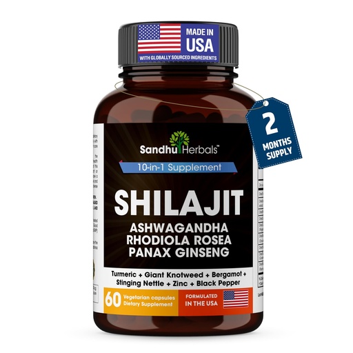 [BRSROBIECJYBECA6] SANDHUHERBALS Shilajit Capsules for Men & Women | Pure Himalayan Blend with Ashwagandha | High Potency and Energy Supplement | 2 Months Supply | for Extra Power and Stamina | Combo with Sea Moss