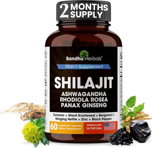 [BRSROBIECJYBECA6] SANDHUHERBALS Shilajit Capsules for Men ' Women TEN Pure Himalayan Blend with Ashwagandha TEN High Potency and Energy Supplement TEN 2 Messs Supply ← Para Extra Power and Stamina ANTE Combo with Sea Moss