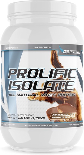 [BRSWKHAICEPR2GDL] G6 Sports Nutrition Prolific Isolate All Natural Whey Protein Isolate (Gluten Free, Lactose Free, Soy Free, Stevia Sweetened, 25g Protein, 100 Calories) — 2,5lb Jar — шоколадное арахисовое масло