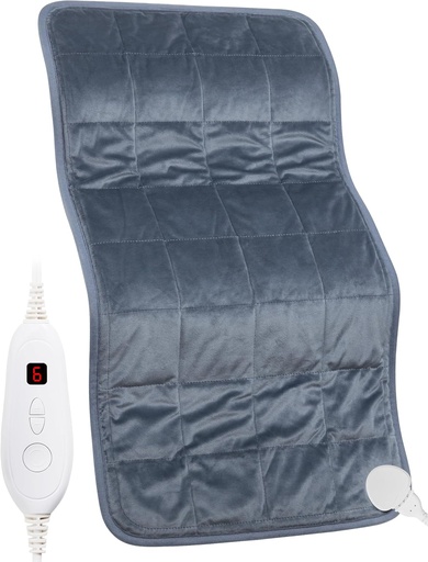[BRSROHT4AEFBO3TP] Weighted Heating Pad, 17''x 33" XXXL Extra-Large Electric Heat Pad for Back Pain Relief w/ 6 Heat Settings 2H Auto Shut-Off, w/4.9lbs BPA-Free Beads for Cramps Neck Shoulder Arms Legs Machine Washable