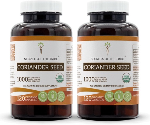 [BRSWG2YYB4BWOC34] Secrets of the Tribe Coriander Seed 120 Capsules (2 pcs.), 1000 mg, USDA Organic Coriander Seed Dried Seed (2x120 Capsules)