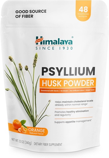 [BRSRMCY5BV6GG2YY] Himalaya Psyllium Husk Pulver, Orange, 48 Servierungen - Tägliche Faserergänzung zur Unterstützung der Verdauung Gesundheit und Regelmäßigkeit - Vegan, Non-GMO, Zuckerfrei, Glutenfrei, 12 Unzen (340 g)