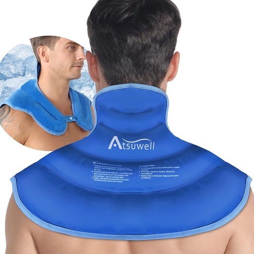 [BRSWYCAEDMDRGEI3] Atsuwell Ice Pack for Neck and Shoulders Cold Compression, Shoulder Ice Packs Reusable Gel Pack, Large Upper Back Cold Pack Wrap for Neck, Shoulder, Hip, Blue