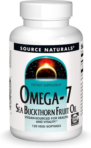 [BRSWIGAZA56BMDIV] Source Naturals Omega-7 Sea Buckthorn Fruit Oil, Non-GMO, Vegan-Sourced for Health and Vitality* - 120 Vegan Softgels
