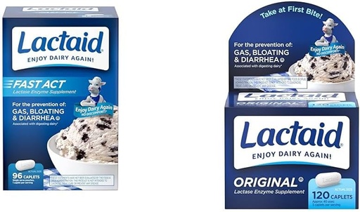 [BRSROAIKDMIRMAD7] Lactaid Fast Act Lactose Intolerance Relief Caplets with Lactase Enzyme & Original Strength Lactose Intolerance Relief Caplets with Natural Lactase Enzyme