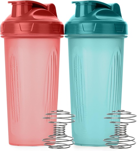 [BRSROHAYOAFQEH35] Mr. Pen- Shaker Bottles for Protein Mixes, 28 oz, 2 Pack, Light Blue & Red, Protein Shaker Bottle with Wire Whisk Ball, Blender Bottle