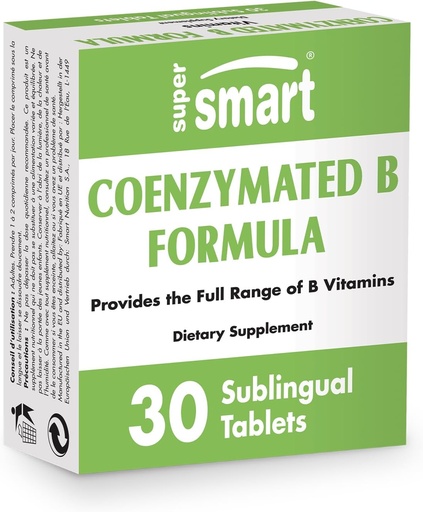 [BRSWIHQZBECB6YAZ] Supersmart - Coenzymated B Fórmula - Contiene todas las vitaminas del grupo B - Cinco veces más activo ← No Gluten Libre - 30 Tablets