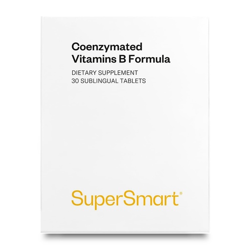 [BRSWIHQZBECB6YAZ] Supersmart - Coenzymated B Formula - Contains All the B Group Vitamins - Five Times More Active | Non-GMO & Gluten Free - 30 Tablets