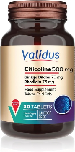 [BRSROZT2DN7RE2DV] VALIDUS Citicoline 500 mg 30 Tablets