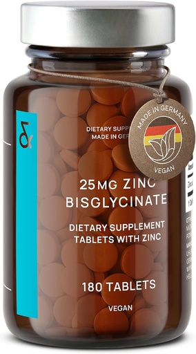 [BRSW2FI6O4JROALL] CLAV® Sinkki Bisglysinaatti 25 mg - 180 tablettia (6 kuukauden tarjonta) - Luonnollinen kelated Sinkki Supplement - Vegan Sinkki Glycinate Immuuni- ja ihotuki