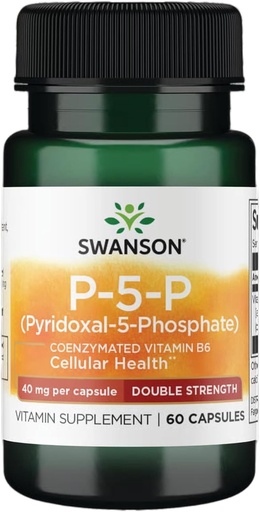 [BRSWGEANBUCGG2QU] Swanson P-5-P (Pyridoxal-5-Phosphate) Vitamina Coenzimada B-6 40 Milligrams 60 cápsulas