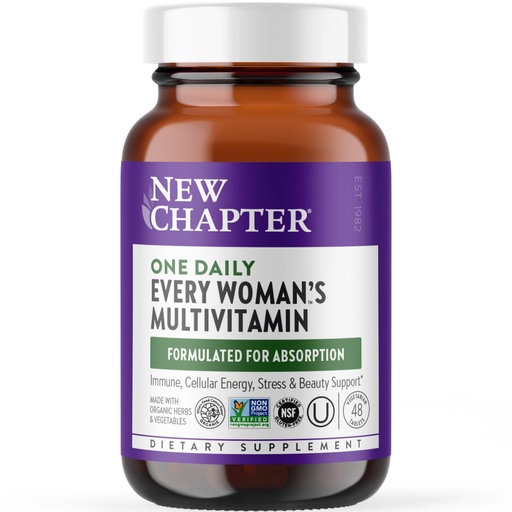 [BRSWIYINBN5BW2TO] New Chapter Women’s Multivitamin, Iron, B6, B12, Biotin for Hair Growth, D3, VIT C, Zinc for Immune & Stress Support, Gentle on an Empty Stomach, One Daily, Non-GMO, Gluten-Free, 18+, 48 Tablets