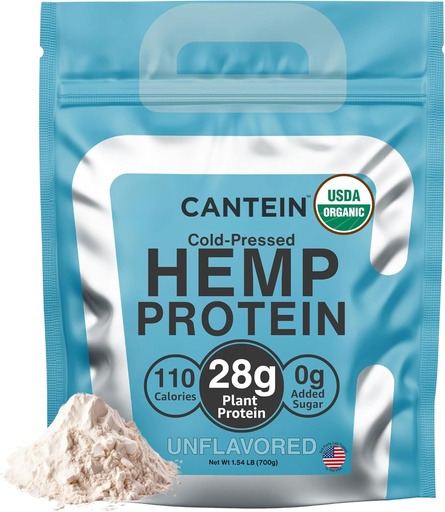[BRSROAQ7DJYGY2TX] Organic Hemp Protein Powder, Plant Based and Vegan Protein Shake, Lactose and Dairy Free, Gluten Free, Clean and Natural- Unflavored (20 Servings)