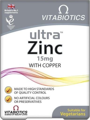 [BRSWICTZOAIGM2L6] Vitabiotika ultra zink 15mg med kobber 60 tabletter af Ultra