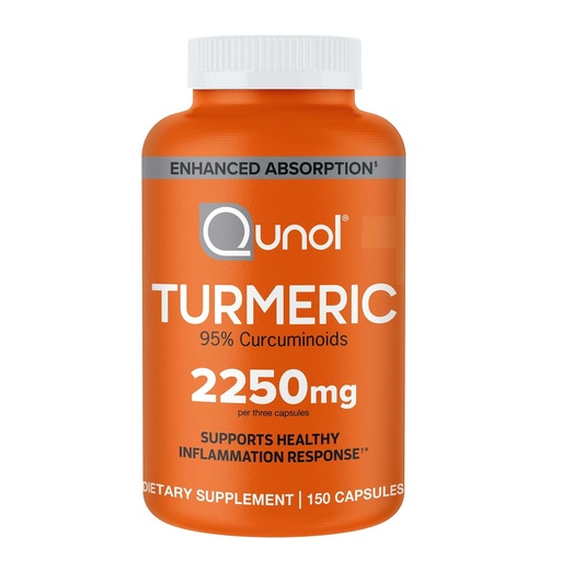[BRSRAGQ6CINWYAD2] Qunol Turmeric Curcumin with Black Pepper, 2250mg Turmeric Extract with 95% Curcuminoids, Extra Strength Turmeric Supplement, Enhanced Absorption, Joint Support Supplement, 150 Vegetarian Capsules