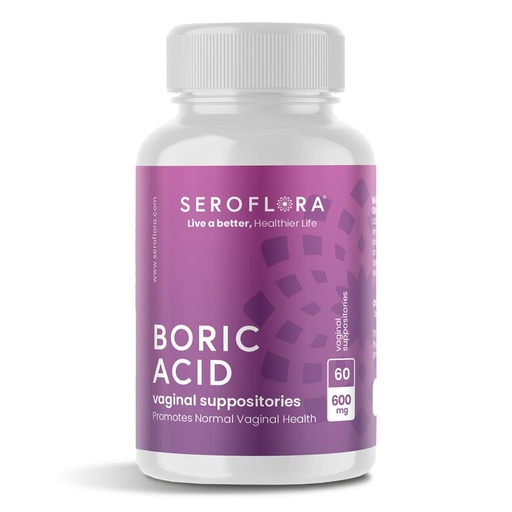[BRSWGHDYDMBROEL4] Seroflora Boric Acid 600mg Feminine Capsules, Feminine pH Support, Intimate Freshness for Women, Fast-Dissolving Capsules (60 Count)