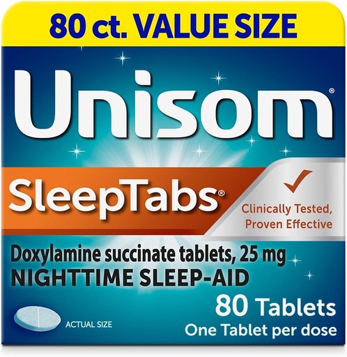 [BRSWKZDROAAREHTU] Unisom SleepTabs, Sono-aid noturno, succinato de doxilamina, 80 comprimidos