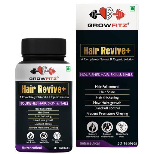 [BRSRAZIYOYBAAD3H] Hair Revive+ | Ayurvedic & 100% Natural | Hair Growth, Skin, Nails | For Men & Women - 30 veg tablets (Pack of 1)