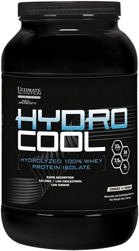 [BRSWGZYDBMIB6FY7] Ultimi Nutrition HydroCool Polvere isolata di proteine del siero di latte idrolizzato con nessun Bloating - Grasso e senza glutine, Assorbimento rapido, 33 Grammi di proteine, Cookies & Cream, 3 Pounds