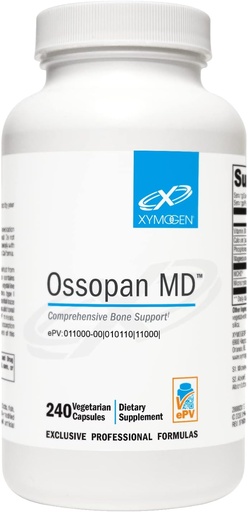 [BRSRMGQTCUARQHLA] XYMOGEN Ossopan MD - Supports Bone Strength + Bone Health - Calcium Supplement with Microcrystalline Hydroxyapatite, Phosphorus, Vitamin D3 and Magnesium Malate (240 Capsules)