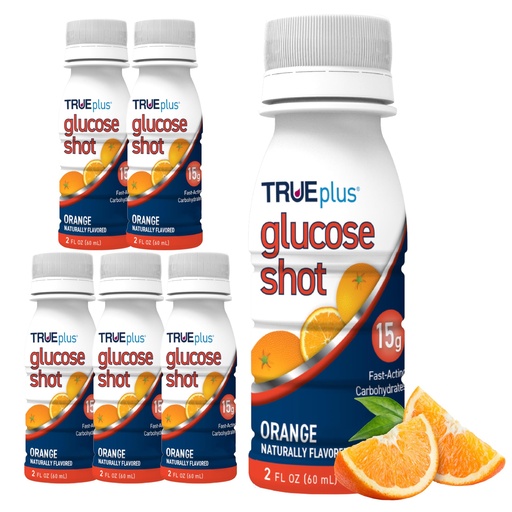 [BRSROAT4OENRAFI4] TRUEplus Glucose Shot, Orange, 15g Fast-Acting Carbohydrates, Fat Free, Gluten Free, Boost Energy, 6 Pack