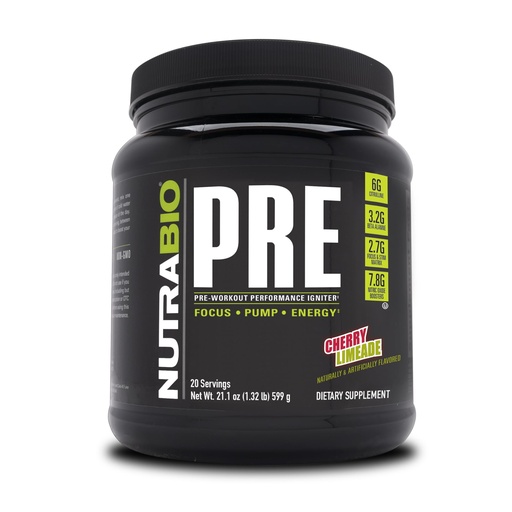 [BRSWGHA2AEGWEDI7] NutraBio PRE Workout Powder - Old Formula- Sustained Energy, Mental Focus, Endurance - Beta Alanine, Creatine, Caffeine, Electrolytes - 20 Servings - Cherry Limeade