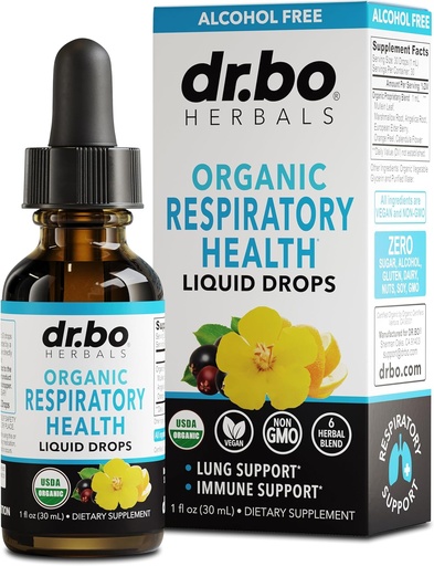 [BRSROAIKDJYW2G32] Lung Detox Respiratory Health Drops - Organic Respiratory Supplements Herbal Lung Cleanse, Mullein Drops for Lungs Bronchial Support, Mucus Clear with Mullein Leaf Extract, Elderberry Supplement 1 oz