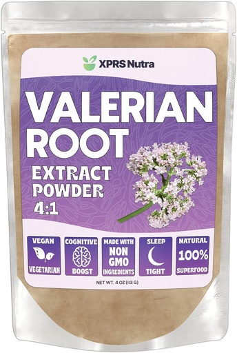 [BRSW22QZCQIGMFI4] XPRS Nutra Valerian Root Extract Powder 4:1 - Premium Valerian Root Powder for Cognition - Vegan Friendly Herbal Sleep Assist (4 Ounce)