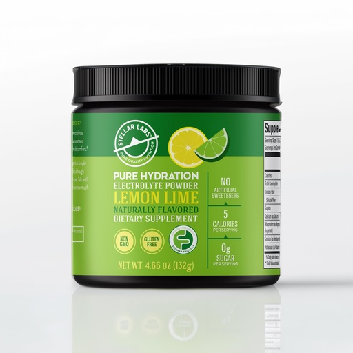 [BRSWGBQLAQPWE337] Stellar Labs Electrolyte Powder No Sugar | Low FODMAP Hydration Multiplier Powdered Drink Mix | Keto Friendly, Sugar Free, Non-GMO, Gluten Free Dehydration Relief | Lemon Lime, 30 Servings