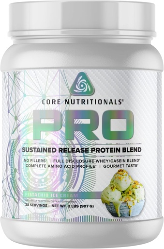[BRSRM23YPMMQ4A3K] Core Nutritionals Pro Sustained Release Protein Blend 27 Servings (Pistachio Ice Cream)