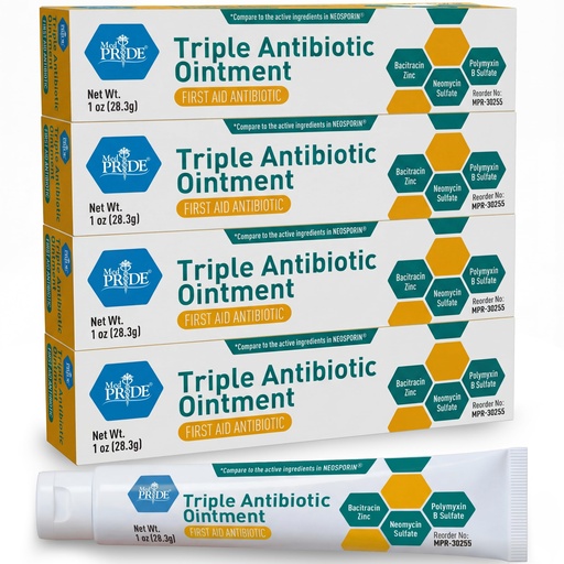 [BRSWGFIZCAMBYGYZ] MED Pride Triple Antibiotic Ointment, First Aid Cream, 1 oz Tubes, 4-Pack