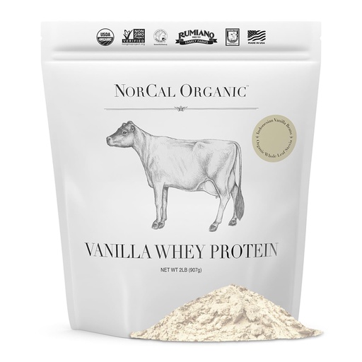 [BRSWKEYCCIMQK3Q5] NorCal Organic Vanilla Whey Protein - 2lbs | Grass-Fed, Single-Origin Vanilla | Certified Non-GMO & American Humane from California Farms