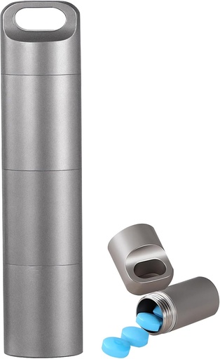 [BRSRAYAQOYCRUCDF] Lille Keychain Pill Holder, 304 rustfritt stål bærbare pille saken Organizer for reise, vanntett Pocket Pill Container medisin boks for kjøpe menn (medium bærbar pille saken)