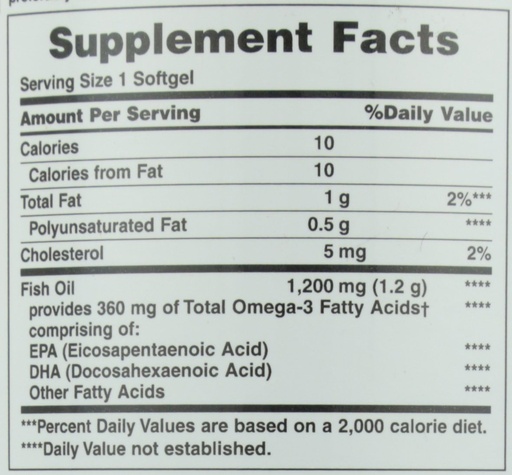[BRSROGAEAENQYETH] Nature's Bounty Fish Oil, Supports Heart Health, 1200 Mg, Rapid Release Softgels, 200 Ct (Pack of 2)