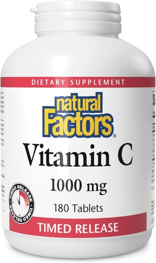 [BRSWIY3QAEGB6D3U] Natural Factors, Vitamin C 1000 mg, Time Release Antioxidant Support for Immune and Bone Health