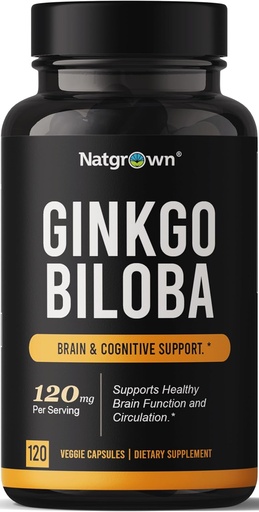 [BRSROFQYBYBQYCL6] Natgrown Ginkgo Biloba 120mg - Extra Strength Ginkgo Biloba Extract Capsules - 120 Count