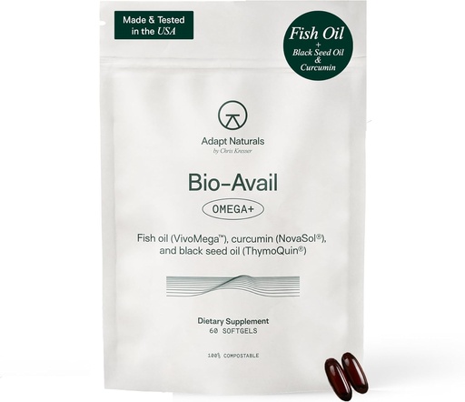 [BRSROFA3AAIB6AD2] Adapt Naturals Omega 3 Fish Oil Supplement with Bioavailable Curcumin & Black Seed, 1500mg Fish Oil EPA DHA Omega 3 Fatty Acids to Support Joints, Muscles & Heart | Unflavored - 30 Days Supply