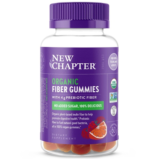 [BRSROGI3CQHGAAD7] New Chapter Organic Fiber Gummies for Adults & Kids (Age 4+), Plant-Based Prebiotic Fiber for Digestive Health, Vegan, Non-GMO, USDA Organic, Gluten Free, Citrus-Berry Flavored, 60 ct