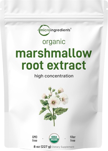 [BRSWGZQ6B4DWODTD] Micro Ingredients Organic Marshmallow Root Powder, 8 Ounce, Filler Free and Traditionally Used, Supports Digestive Gastrointestinal Health, Non-Irradiated and No GMOs, Vegan Friendly