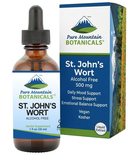 [BRSWGEIYBZ5RYH36] Pure Mountain Botanicals St Johns Wort Tincture - Alcohol-Free Liquid Herbal Extract - 500mg per Serving - 30 Servings - Kosher Vegan Supplement